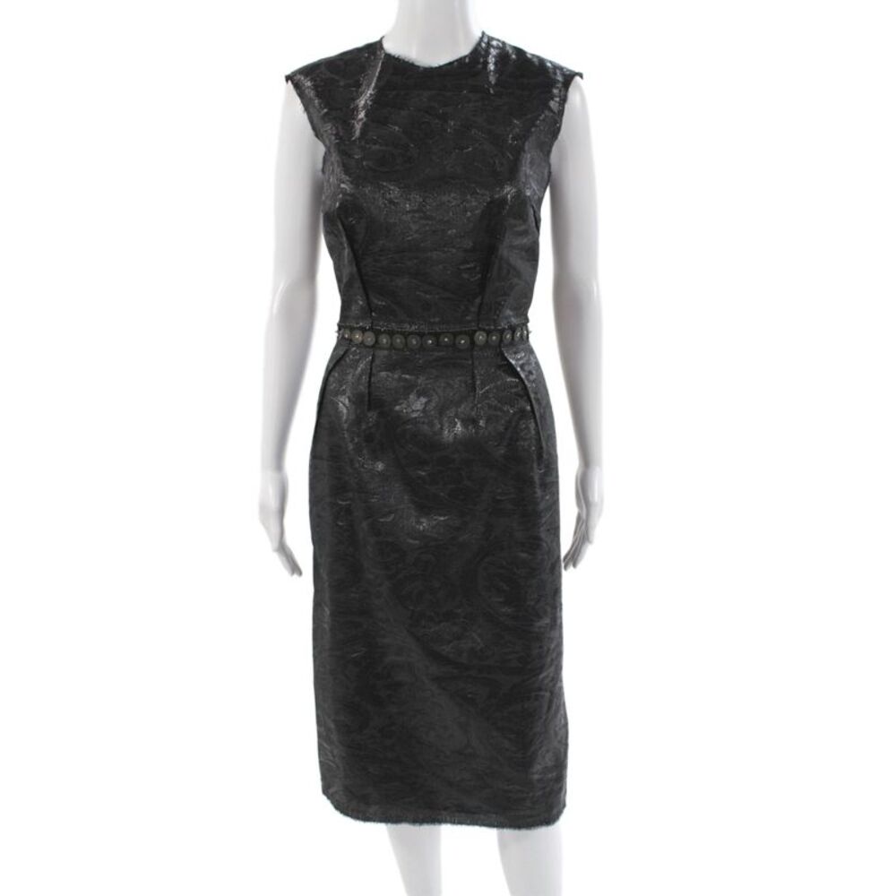 Lanvin Womens Black Sheath Dress Paisley Knee Length Size 40